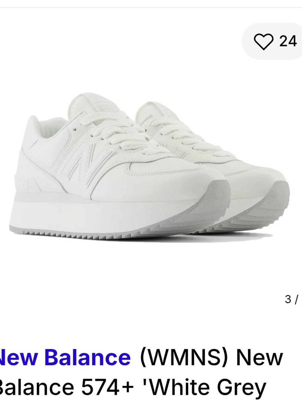 New Balance 574+ White WL574ZFW - Picture 10 of 11